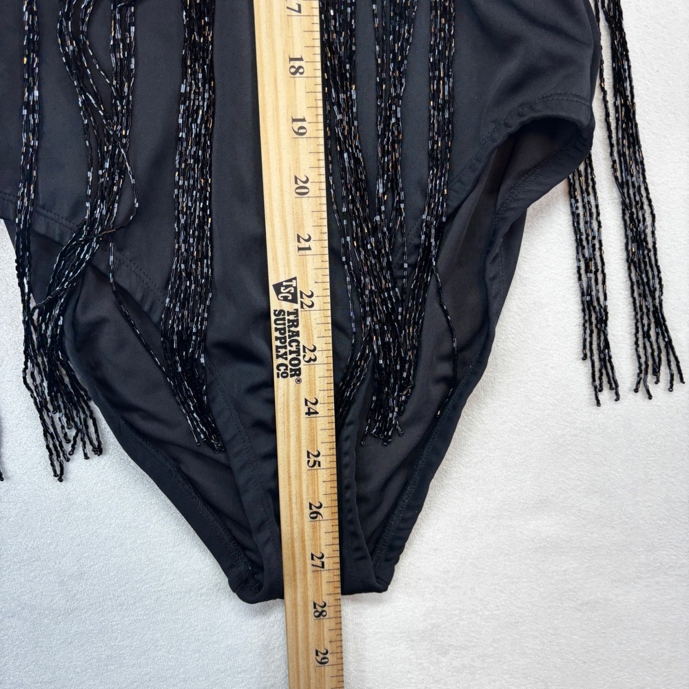 Amita Naithani Black Fringe Halter suit Size 6 Lace Trim Festival Boho - Picture 6 of 9